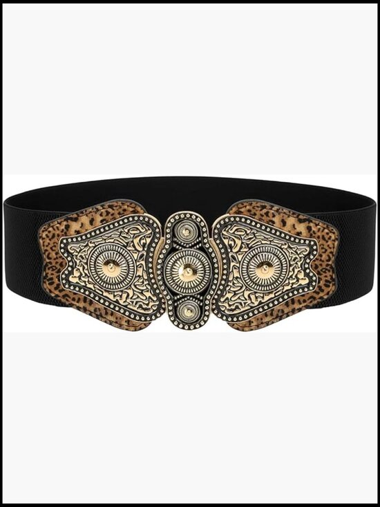 Wide Elastic Stretch Vintage Belt with Antique Buckle main image 4